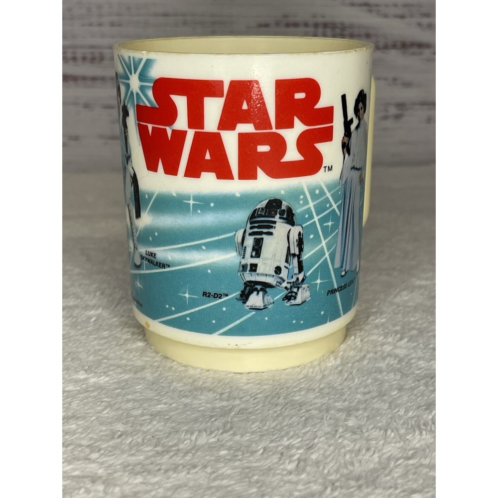 1977‎ STAR WARS PLASTIC CUP MUG by DEKA  Luke Leia R2 C3PO Darth Trooper USA VTG